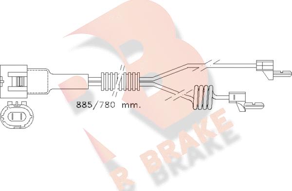 R Brake 610098RB - Сигнализатор, износ тормозных колодок autosila-amz.com