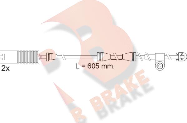 R Brake 610390RB - Сигнализатор, износ тормозных колодок autosila-amz.com