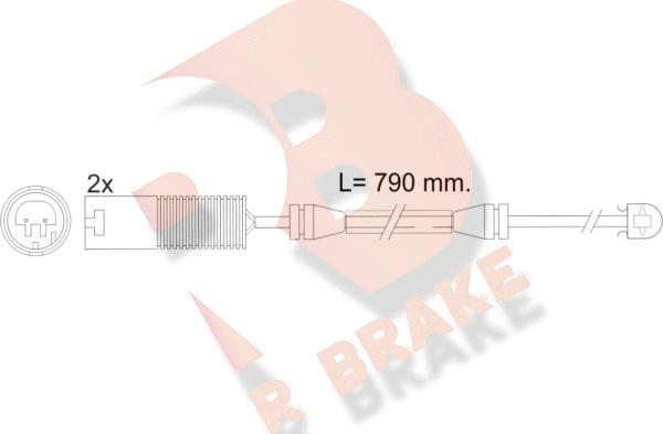 R Brake 610242RB - Сигнализатор, износ тормозных колодок autosila-amz.com