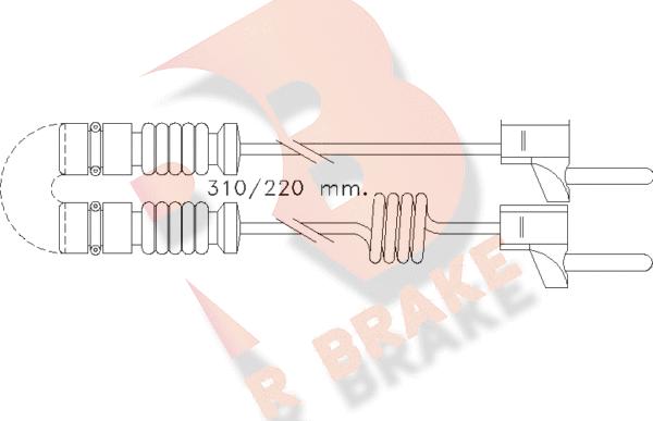 R Brake 610221RB - Сигнализатор, износ тормозных колодок autosila-amz.com