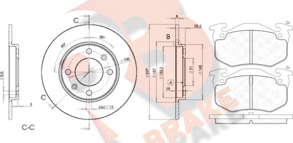 R Brake 3R06494247 - Дисковый тормозной механизм, комплект autosila-amz.com