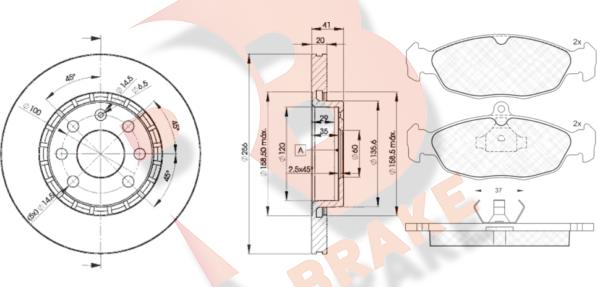 R Brake 3R08589046 - Дисковый тормозной механизм, комплект autosila-amz.com