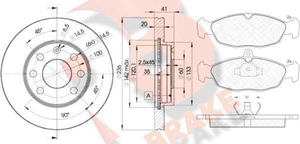 R Brake 3R08581440 - Дисковый тормозной механизм, комплект autosila-amz.com