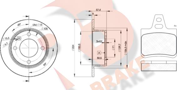 R Brake 3R08127811 - Дисковый тормозной механизм, комплект autosila-amz.com