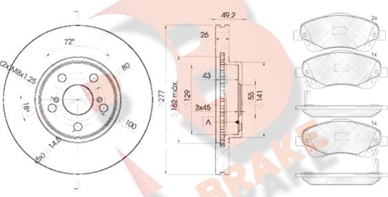 R Brake 3R15730504 - Дисковый тормозной механизм, комплект autosila-amz.com