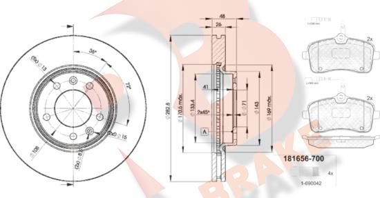 R Brake 3R16564685 - Дисковый тормозной механизм, комплект autosila-amz.com