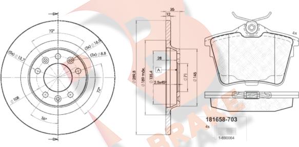 R Brake 3R16584609 - Дисковый тормозной механизм, комплект autosila-amz.com