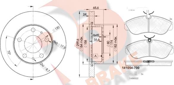 R Brake 3R10544682 - Дисковый тормозной механизм, комплект autosila-amz.com