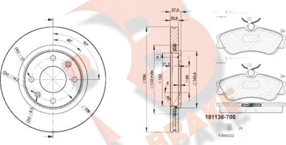 R Brake 3R11364697 - Дисковый тормозной механизм, комплект autosila-amz.com