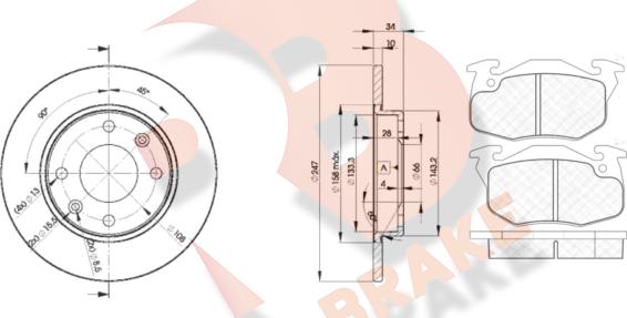 R Brake 3R11204689 - Дисковый тормозной механизм, комплект autosila-amz.com