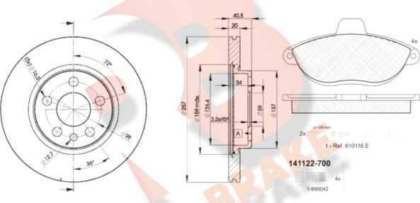 R Brake 3R11224683 - Дисковый тормозной механизм, комплект autosila-amz.com