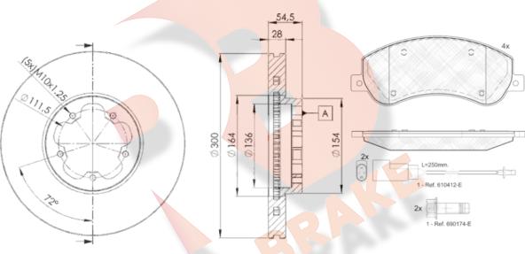 R Brake 3R17935630 - Дисковый тормозной механизм, комплект autosila-amz.com