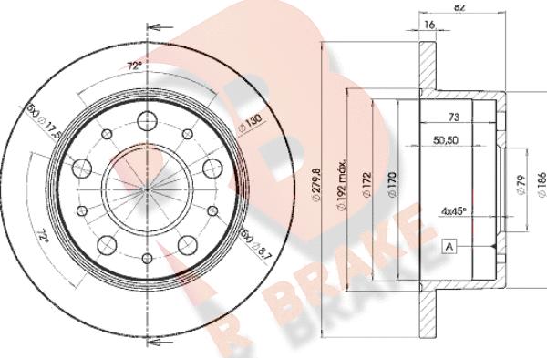 R Brake 78RBD14696 - Тормозной диск autosila-amz.com