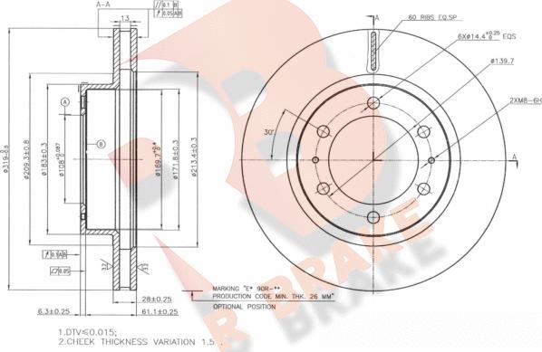 R Brake 78RBD14113 - Тормозной диск autosila-amz.com