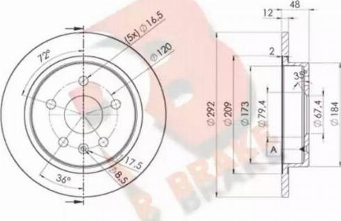 R Brake 78RBD14117 - Тормозной диск autosila-amz.com