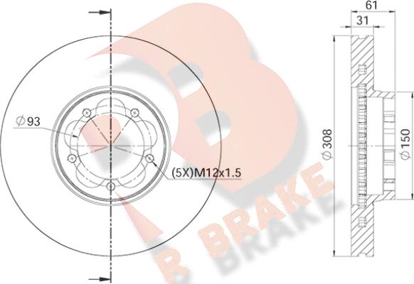 R Brake 78RBD16548 - Тормозной диск autosila-amz.com