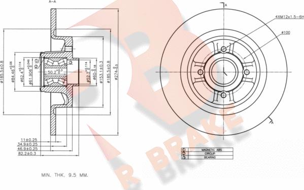 R Brake 78RBD16329 - Тормозной диск autosila-amz.com