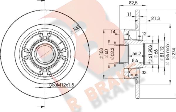 R Brake 78RBD16328 - Тормозной диск autosila-amz.com