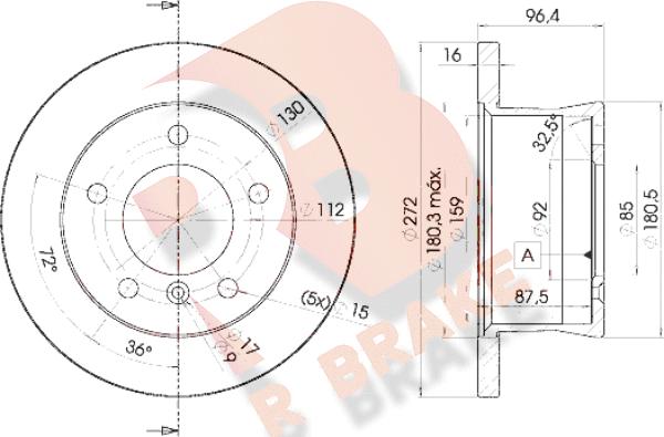 R Brake 78RBD10183 - Тормозной диск autosila-amz.com