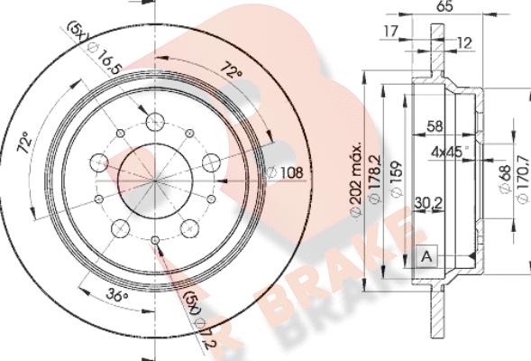 R Brake 78RBD11674 - Тормозной диск autosila-amz.com