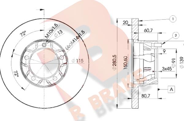 R Brake 78RBD13017 - Тормозной диск autosila-amz.com