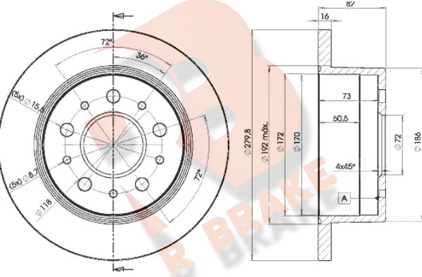 R Brake 78RBD13806 - Тормозной диск autosila-amz.com