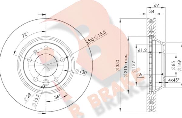 R Brake 78RBD13324 - Тормозной диск autosila-amz.com