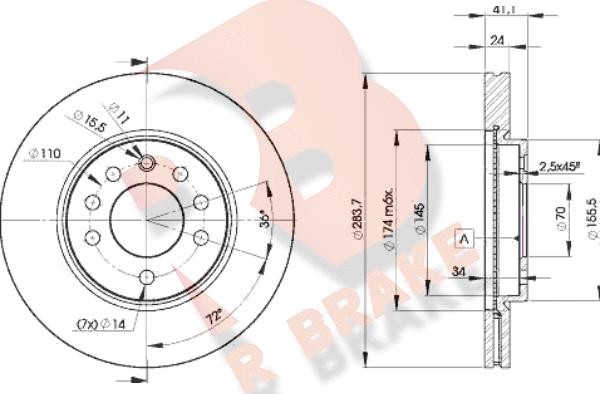 R Brake 78RBD29047 - Тормозной диск autosila-amz.com