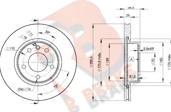 R Brake 78RBD29054 - Тормозной диск autosila-amz.com