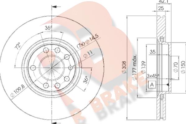 R Brake 78RBD29061 - Тормозной диск autosila-amz.com