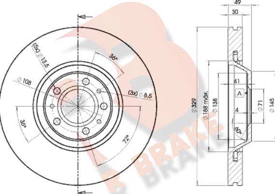 R Brake 78RBD24608 - Тормозной диск autosila-amz.com