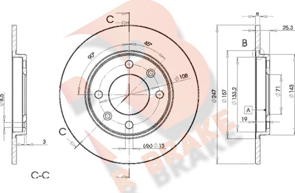 R Brake 78RBD24247 - Тормозной диск autosila-amz.com