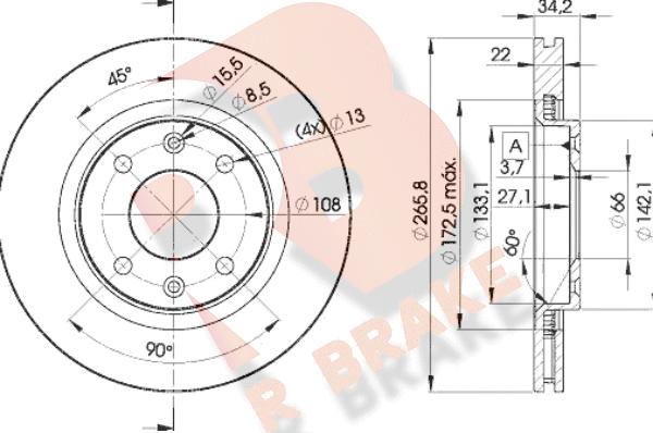 R Brake 78RBD24750 - Тормозной диск autosila-amz.com