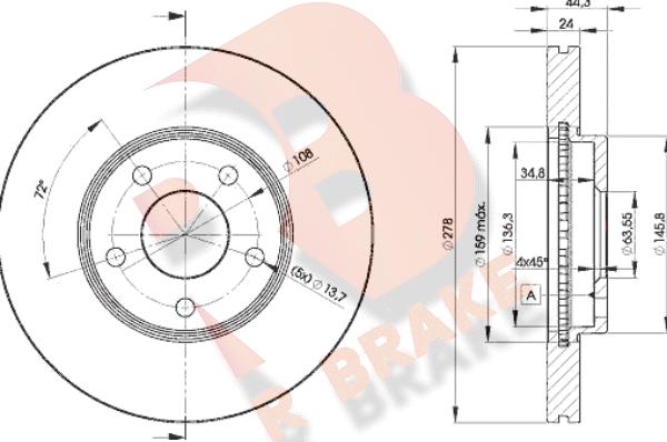 R Brake 78RBD25980 - Тормозной диск autosila-amz.com