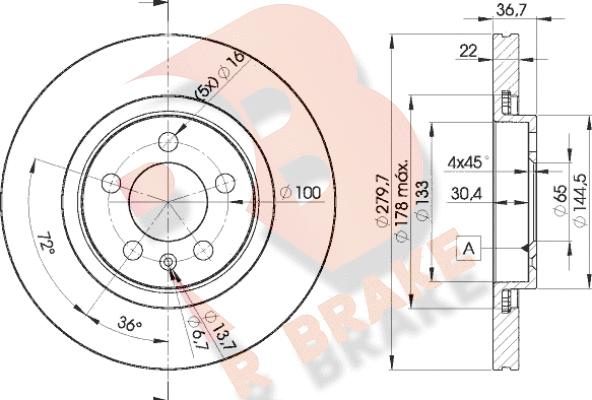 R Brake 78RBD25603 - Тормозной диск autosila-amz.com