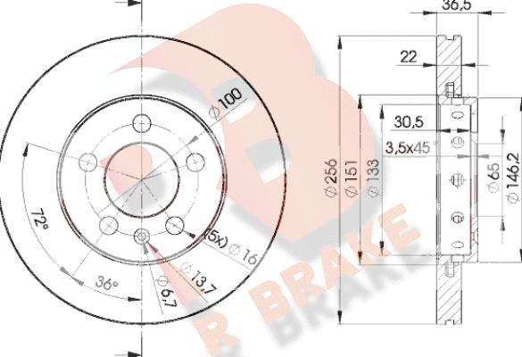 R Brake 78RBD25602 - Тормозной диск autosila-amz.com