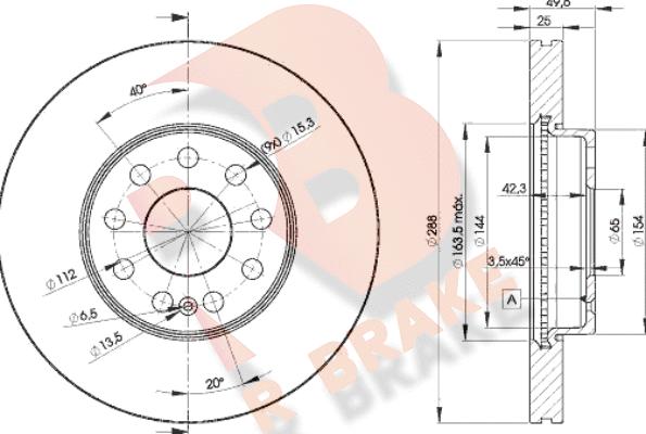 R Brake 78RBD25615 - Тормозной диск autosila-amz.com