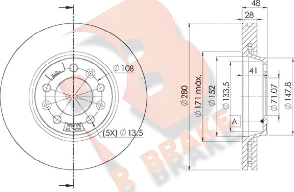 R Brake 78RBD25624 - Тормозной диск autosila-amz.com