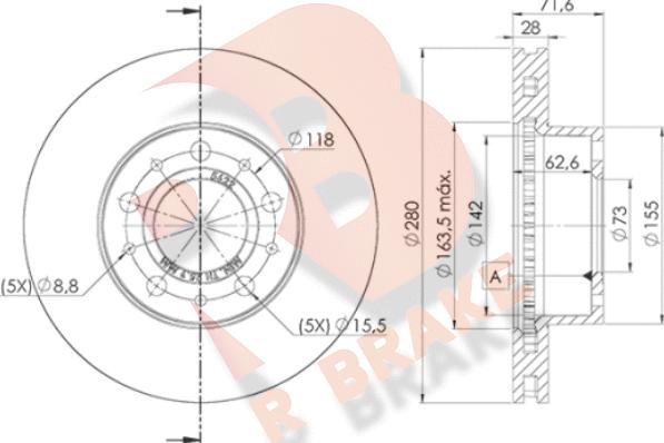 R Brake 78RBD25622 - Тормозной диск autosila-amz.com