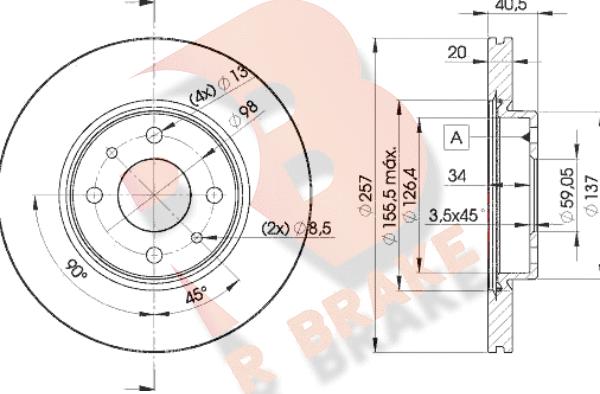 R Brake 78RBD25056 - Тормозной диск autosila-amz.com