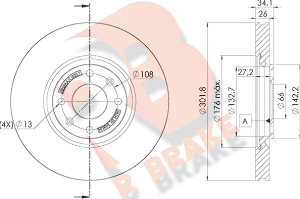 R Brake 78RBD25017 - Тормозной диск autosila-amz.com