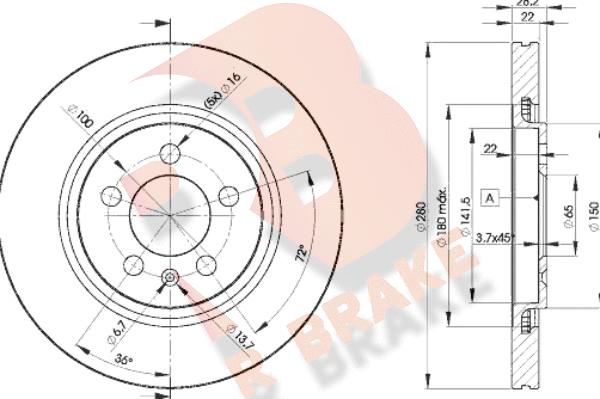 R Brake 78RBD25031 - Тормозной диск autosila-amz.com