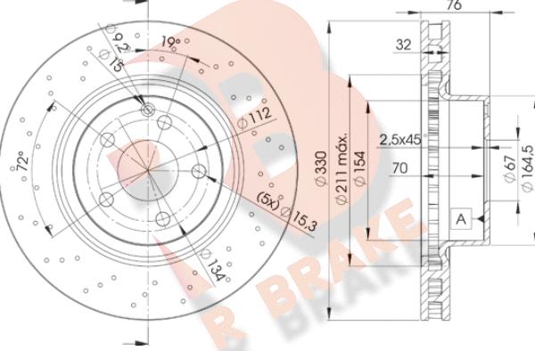 R Brake 78RBD25038 - Тормозной диск autosila-amz.com