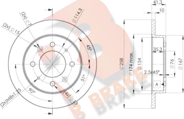 R Brake 78RBD25020 - Тормозной диск autosila-amz.com