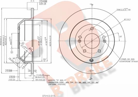 R Brake 78RBD25185 - Тормозной диск autosila-amz.com