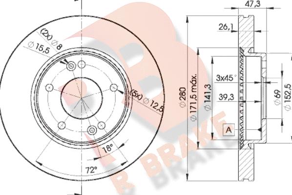 R Brake 78RBD25171 - Тормозной диск autosila-amz.com