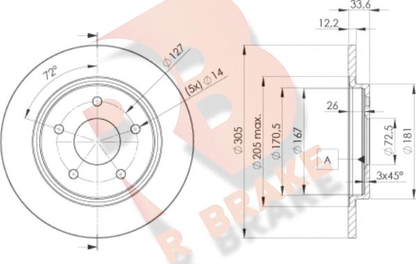 R Brake 78RBD25173 - Тормозной диск autosila-amz.com