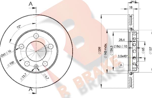 R Brake 78RBD25308 - Тормозной диск autosila-amz.com