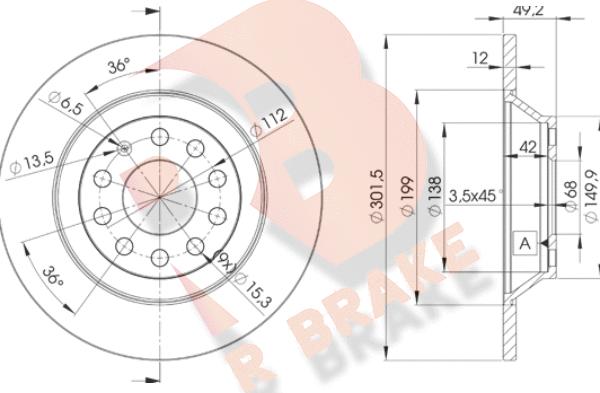 R Brake 78RBD25313 - Тормозной диск autosila-amz.com