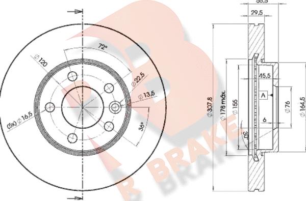 R Brake 78RBD26153 - Тормозной диск autosila-amz.com